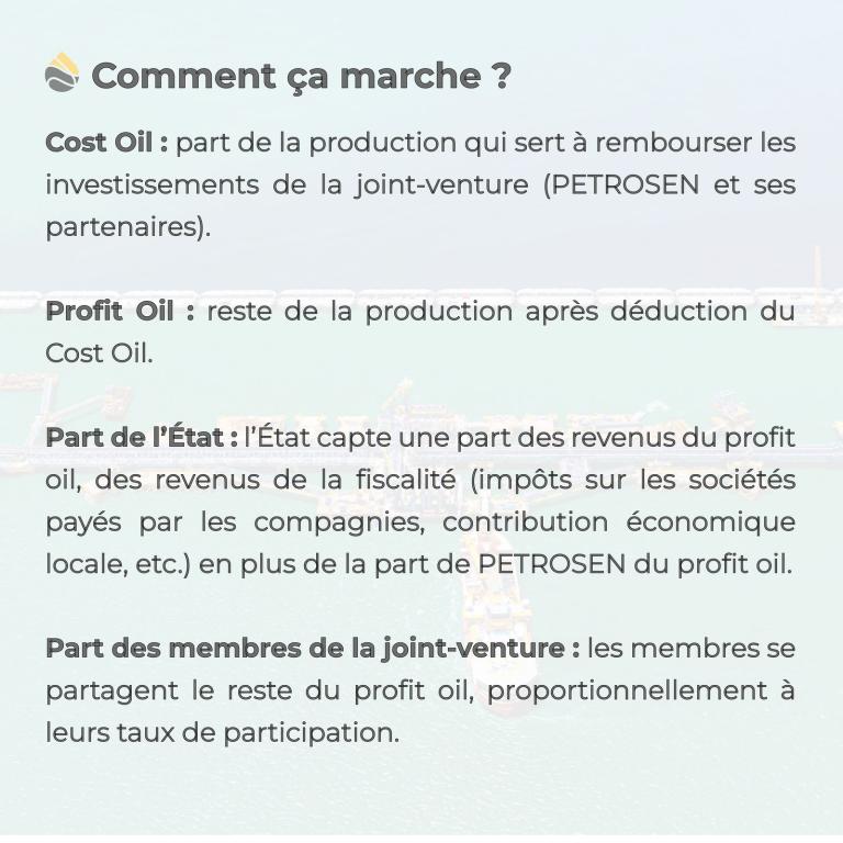 Comment ça marche ? Cost oil, profit oil, part de l'État et part des membres de la joint-venture